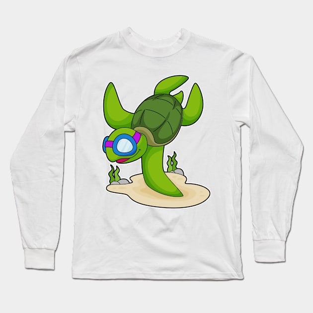 Turtle Diver Swimming goggles Long Sleeve T-Shirt by Markus Schnabel